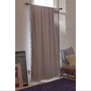 Urban Outfitters Gray Blackout Pompom Curtains